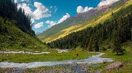 Киргизия. Переводится как «Небесные горы». Объединяет более 30 вершин высотой более 6000 м. Наивысшая точка - пик Победы (7439 м).