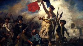 Автор - Эжен Делакруа. Создана по мотивам революции 1830г. во Франции. Обнаженная грудь женщины, ведущей народ, символ самоотверженности.